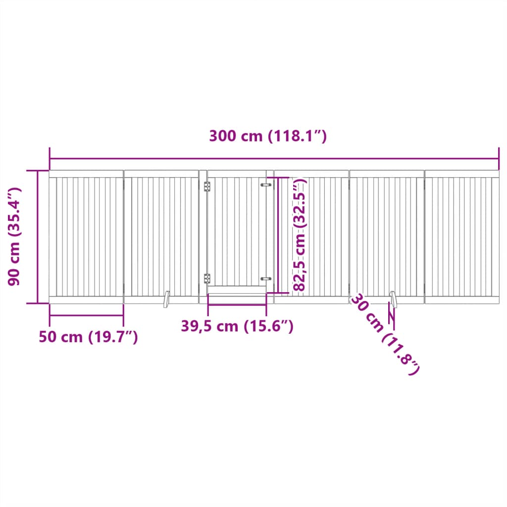 vidaXL Składana bramka dla psa, z drzwiami, 6 paneli, brąz, 300 cm