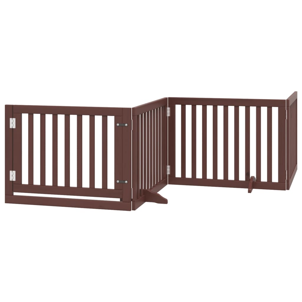 vidaXL Składana bramka dla psa, z drzwiami, 4 panele, brąz, 320 cm