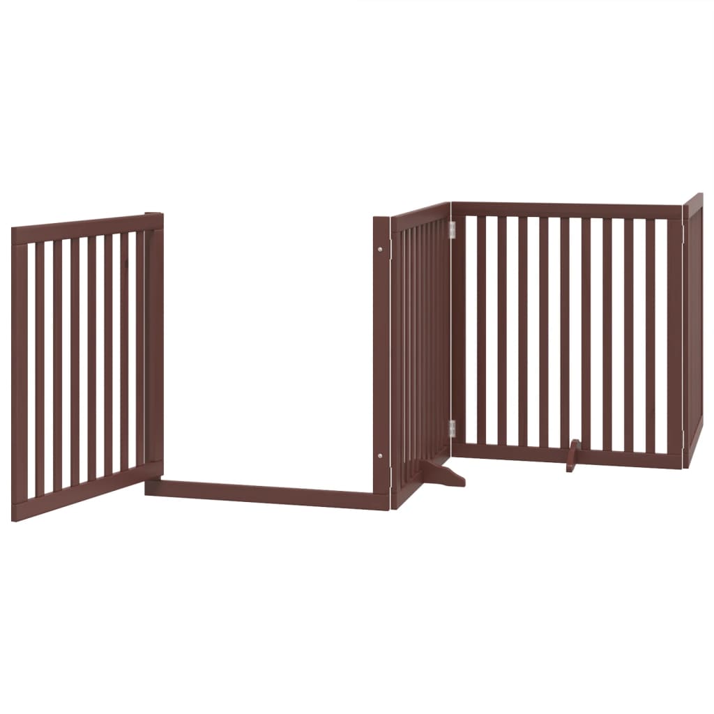 vidaXL Składana bramka dla psa, z drzwiami, 4 panele, brąz, 320 cm