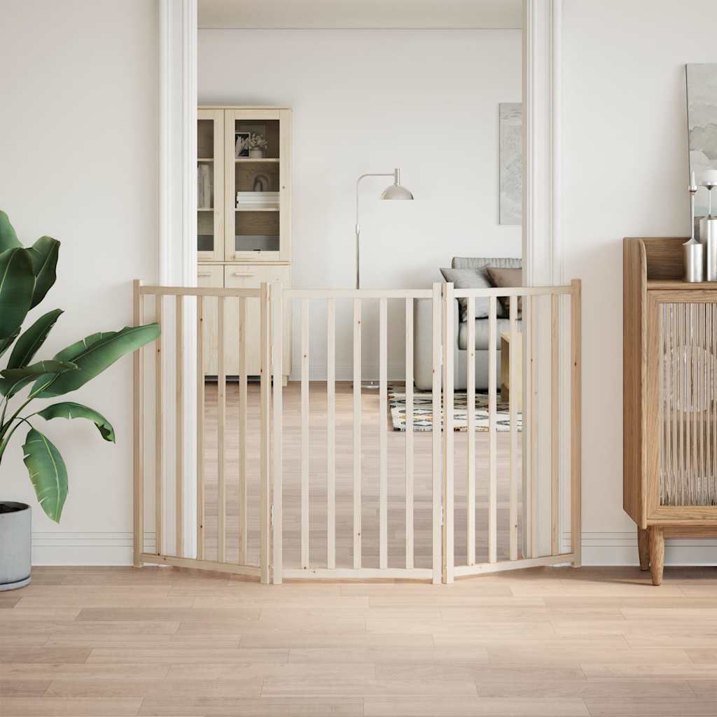 vidaXL Bramka dla psa składana 3 panele 150 cm lite drewno jodłowe