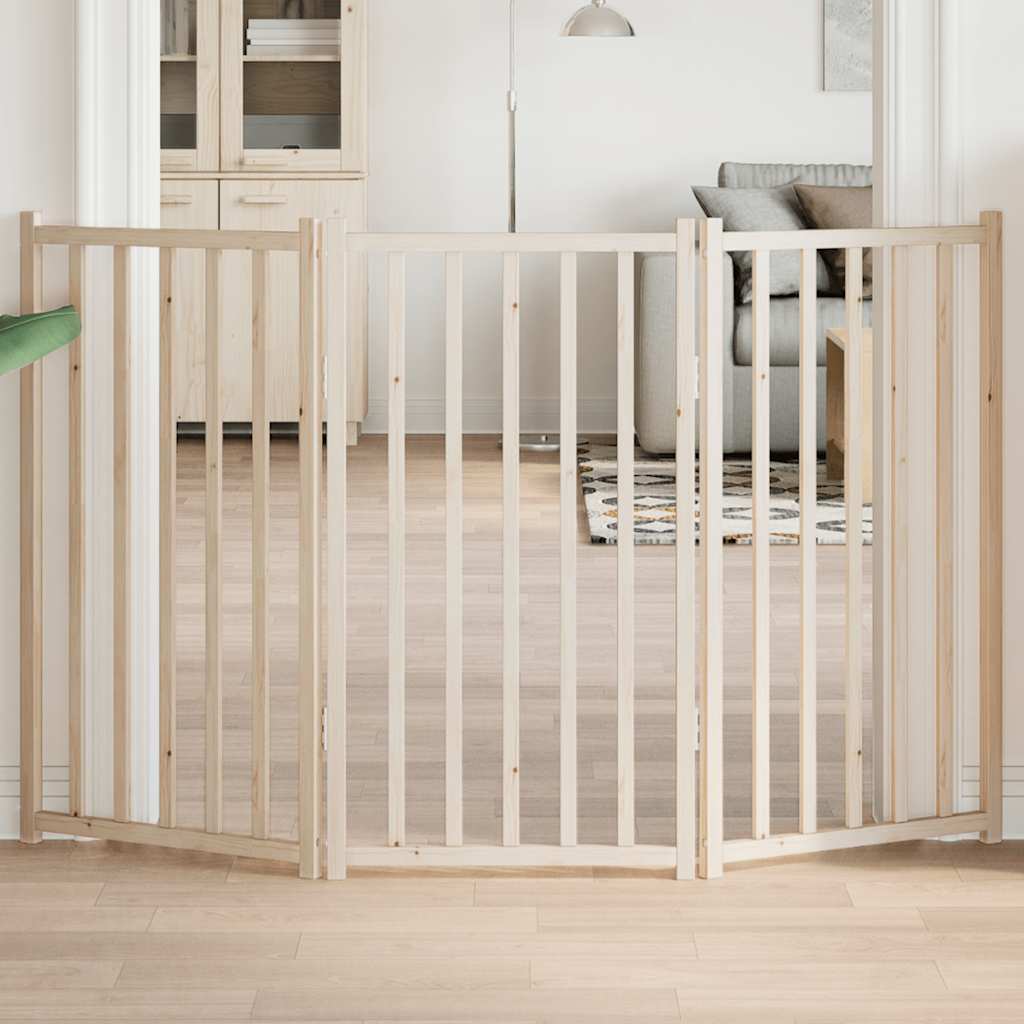 vidaXL Bramka dla psa składana 3 panele 150 cm lite drewno jodłowe