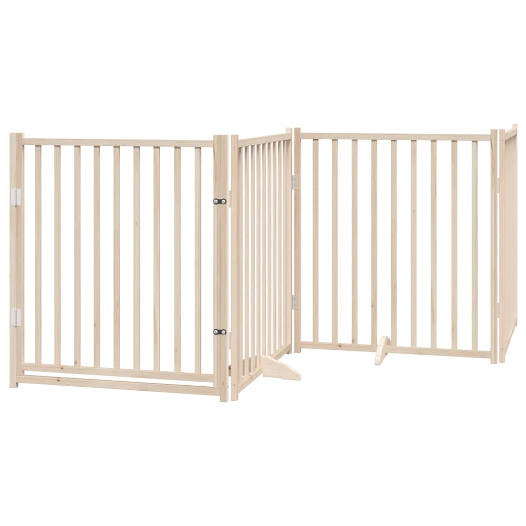 vidaXL Bramka dla psa z drzwiami składana 4 panele 320 cm lite drewno jodłowe