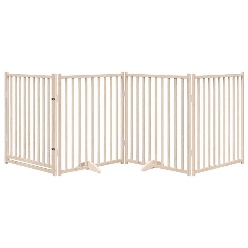 vidaXL Bramka dla psa z drzwiami składana 4 panele 320 cm lite drewno jodłowe
