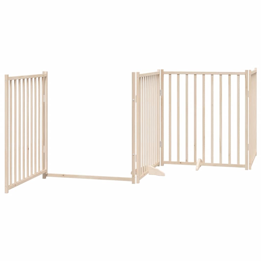 vidaXL Bramka dla psa z drzwiami składana 4 panele 320 cm lite drewno jodłowe