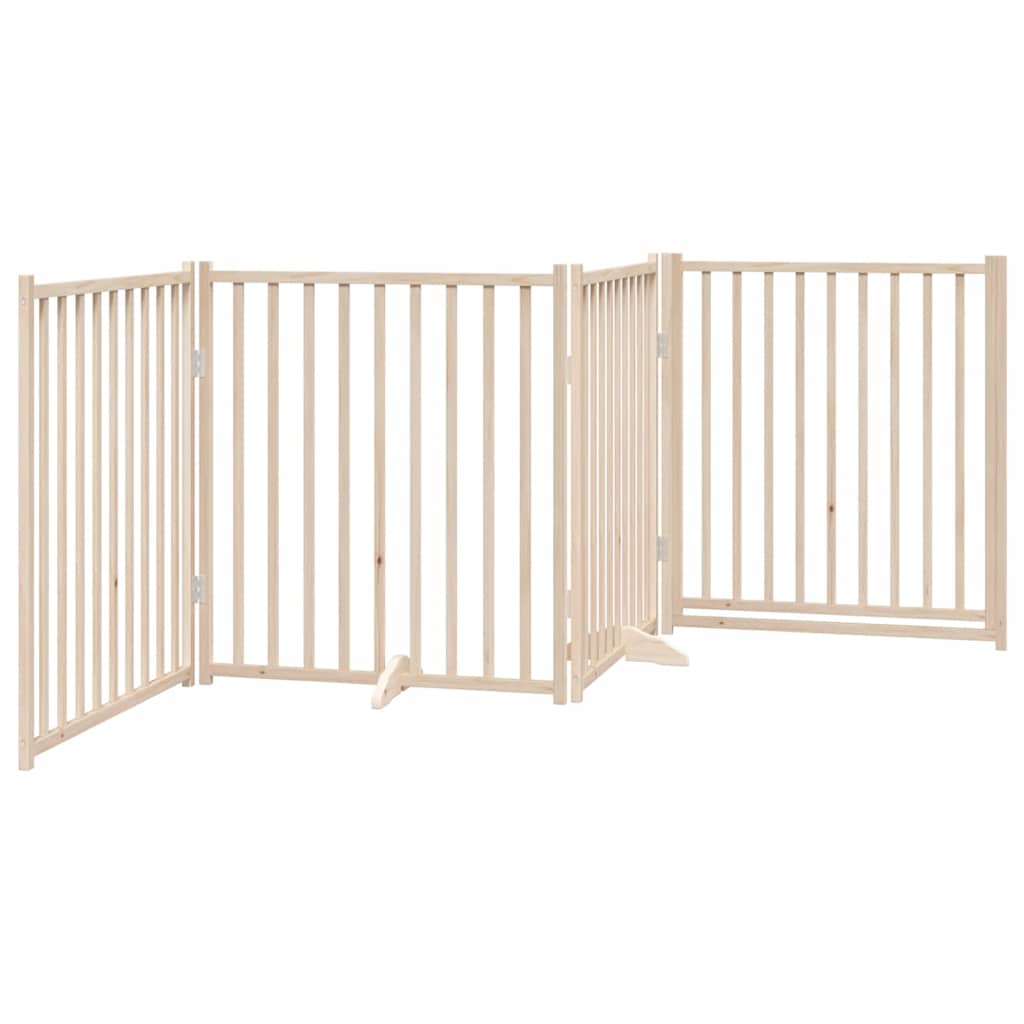 vidaXL Bramka dla psa z drzwiami składana 4 panele 320 cm lite drewno jodłowe