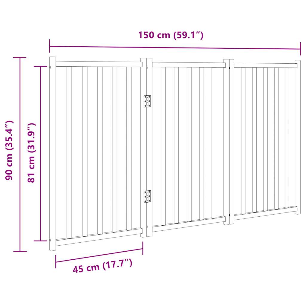 vidaXL Składana bramka zabezpieczająca dla psa, 3 panele, 150 cm