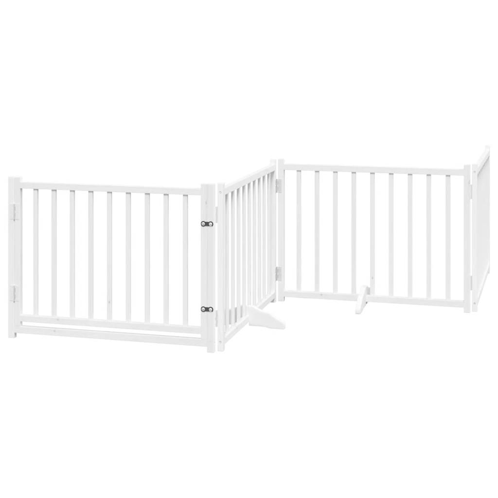 vidaXL Składana bramka dla psa, z drzwiami, 4 panele, biała, 320 cm