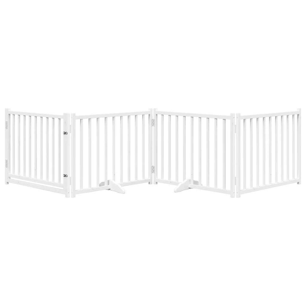 vidaXL Składana bramka dla psa, z drzwiami, 4 panele, biała, 320 cm