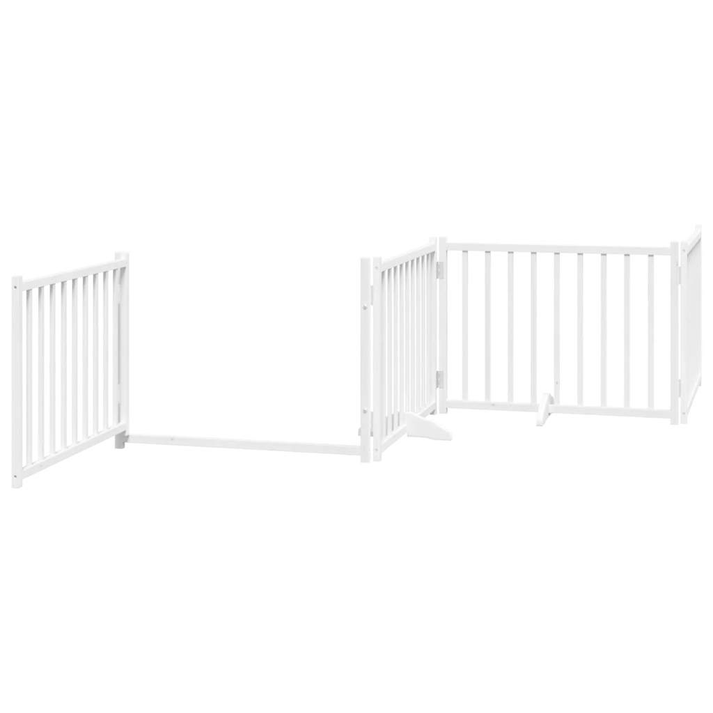 vidaXL Składana bramka dla psa, z drzwiami, 4 panele, biała, 320 cm
