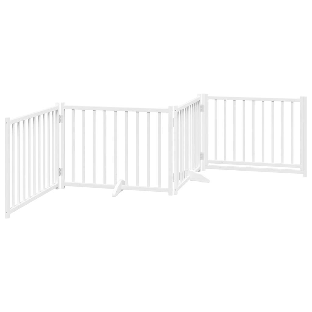 vidaXL Składana bramka dla psa, z drzwiami, 4 panele, biała, 320 cm