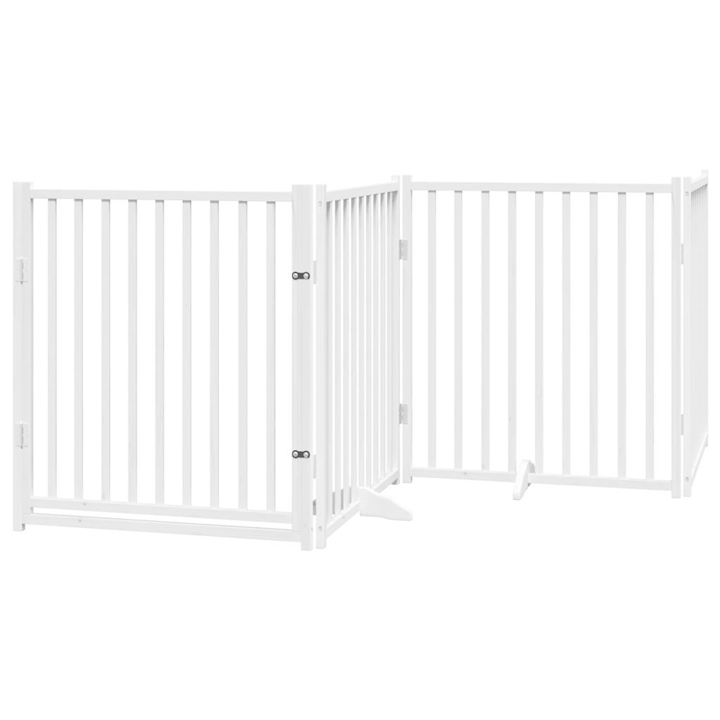 vidaXL Składana bramka dla psa, z drzwiami, 4 panele, biała, 320 cm
