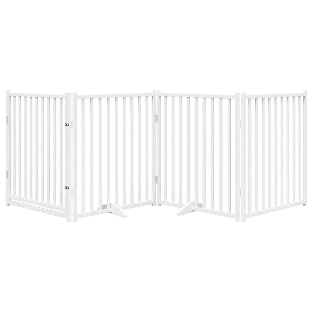 vidaXL Składana bramka dla psa, z drzwiami, 4 panele, biała, 320 cm