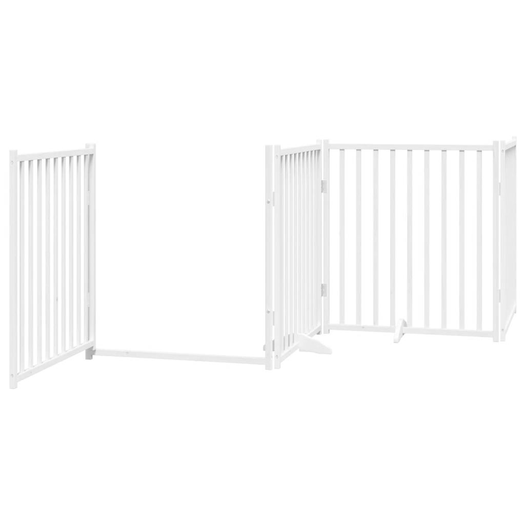 vidaXL Składana bramka dla psa, z drzwiami, 4 panele, biała, 320 cm