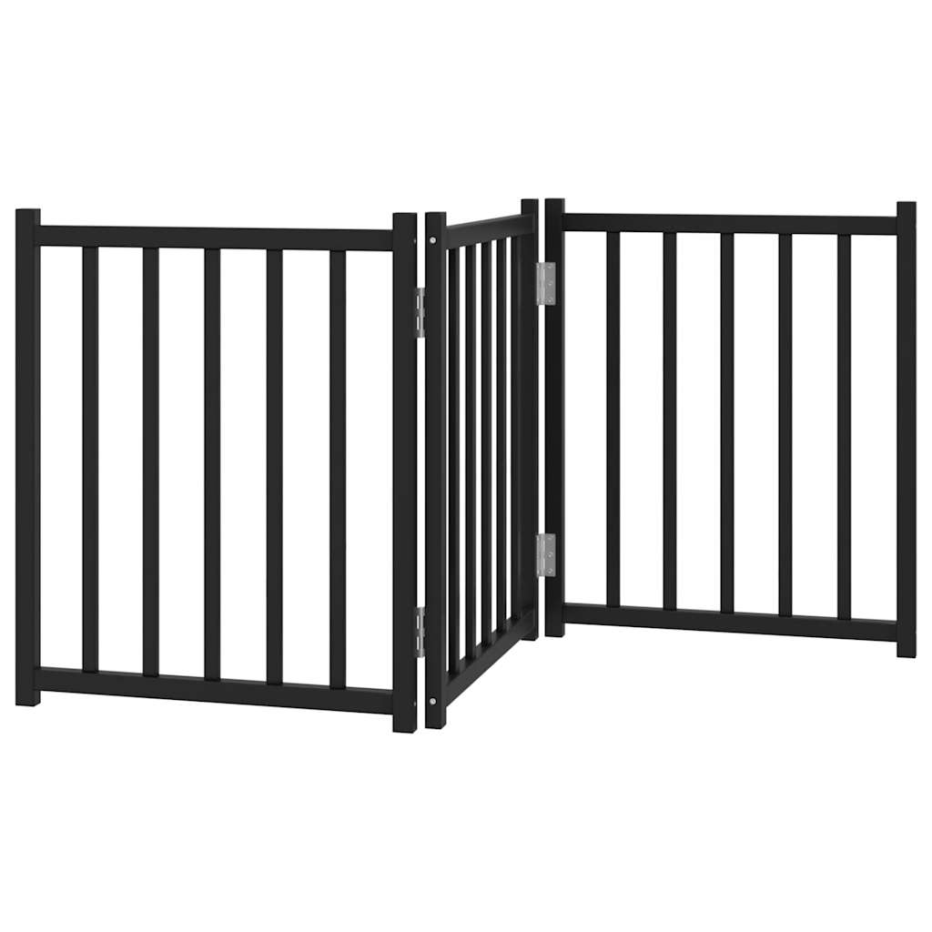 vidaXL Składana bramka dla psa, 3 panele, czarna, 150 cm, drewniana
