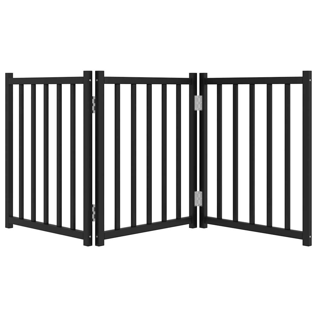 vidaXL Składana bramka dla psa, 3 panele, czarna, 150 cm, drewniana