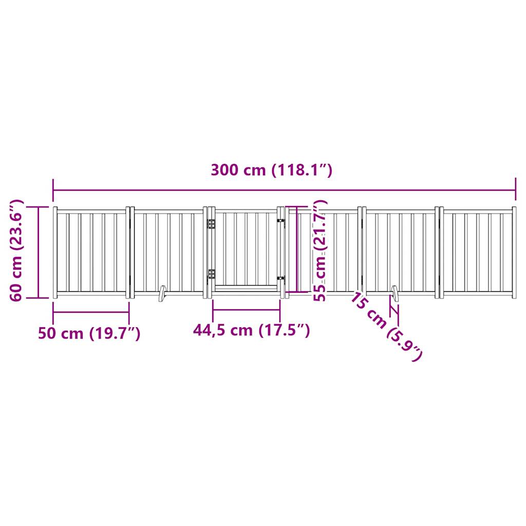 vidaXL Składana bramka dla psa, z drzwiami, 6 paneli, czarna, 300 cm