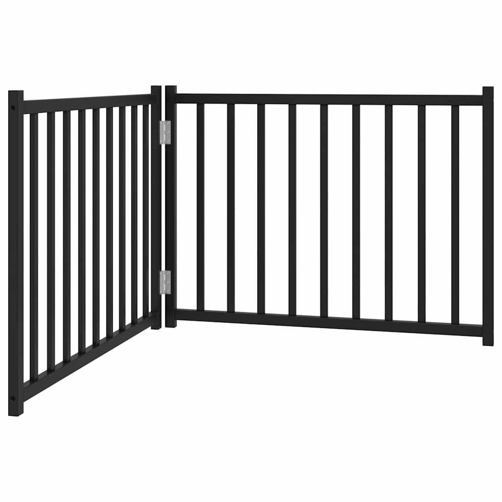 vidaXL Składana bramka dla psa, 2 panele, czarna, 160 cm, drewniana