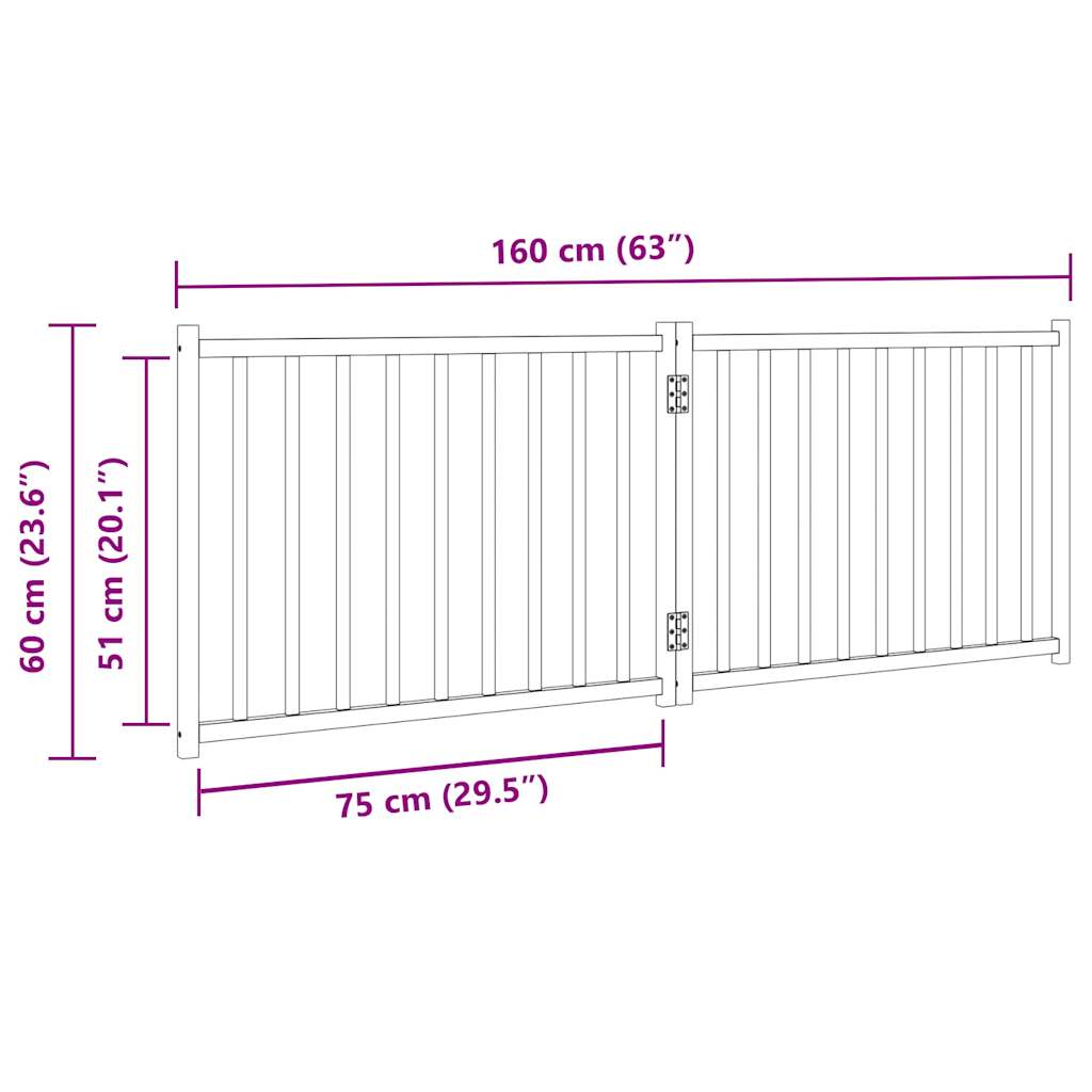 vidaXL Składana bramka dla psa, 2 panele, czarna, 160 cm, drewniana