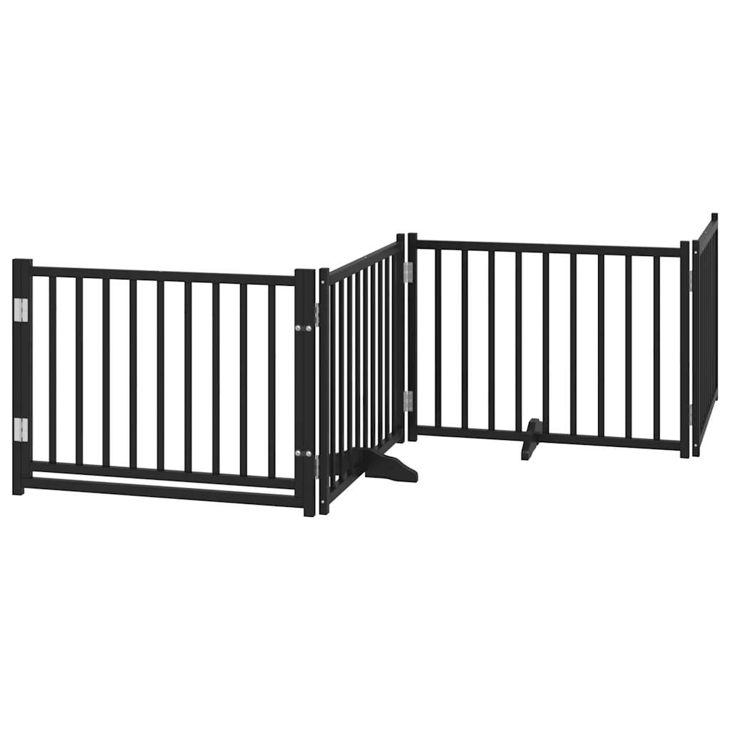 vidaXL Składana bramka dla psa, z drzwiami, 4 panele, czarna, 320 cm