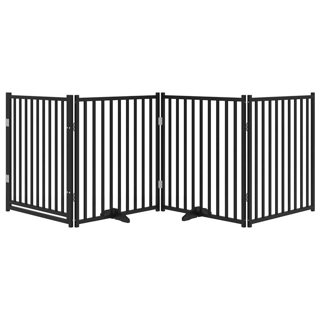 vidaXL Składana bramka dla psa, z drzwiami, 4 panele, czarna, 320 cm