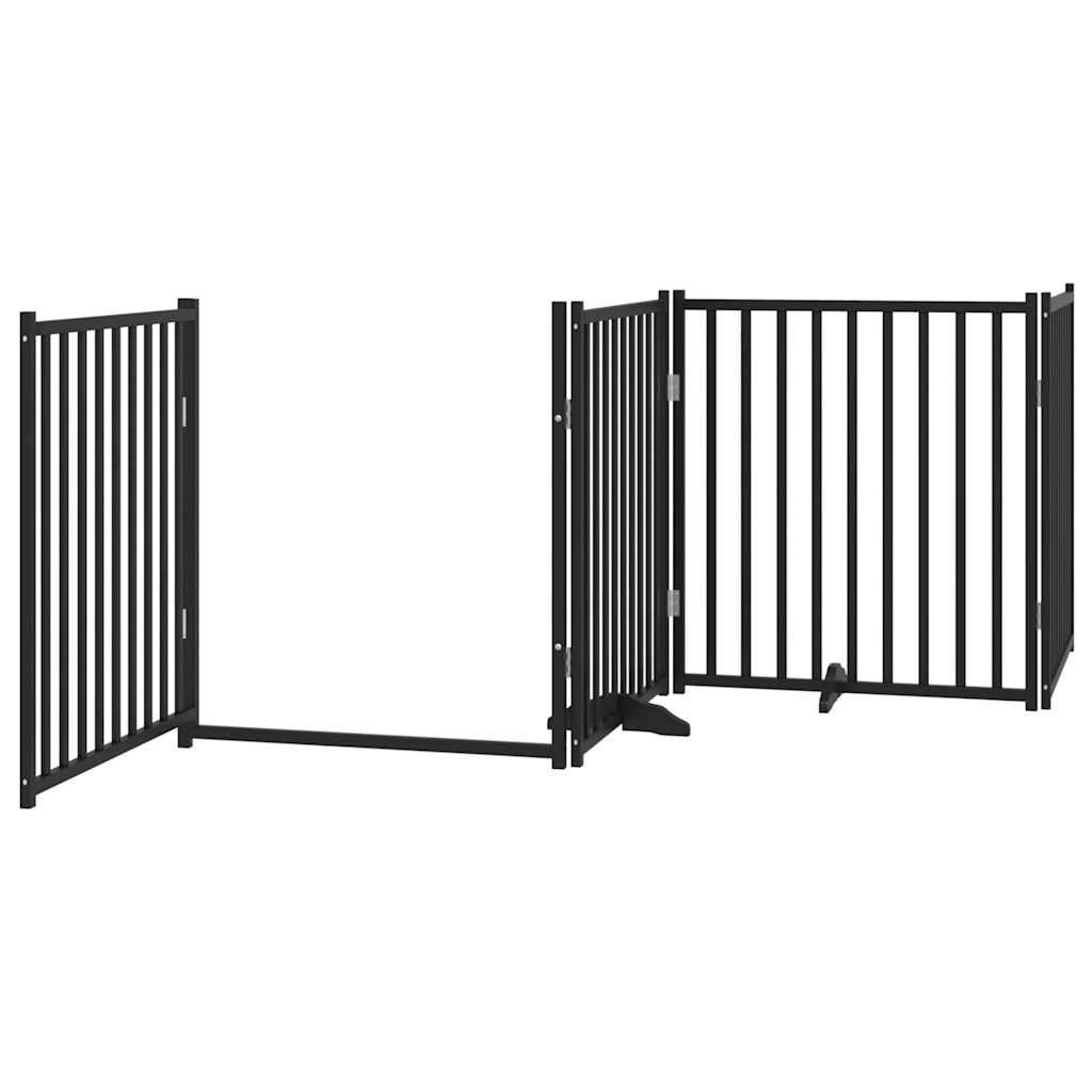 vidaXL Składana bramka dla psa, z drzwiami, 4 panele, czarna, 320 cm