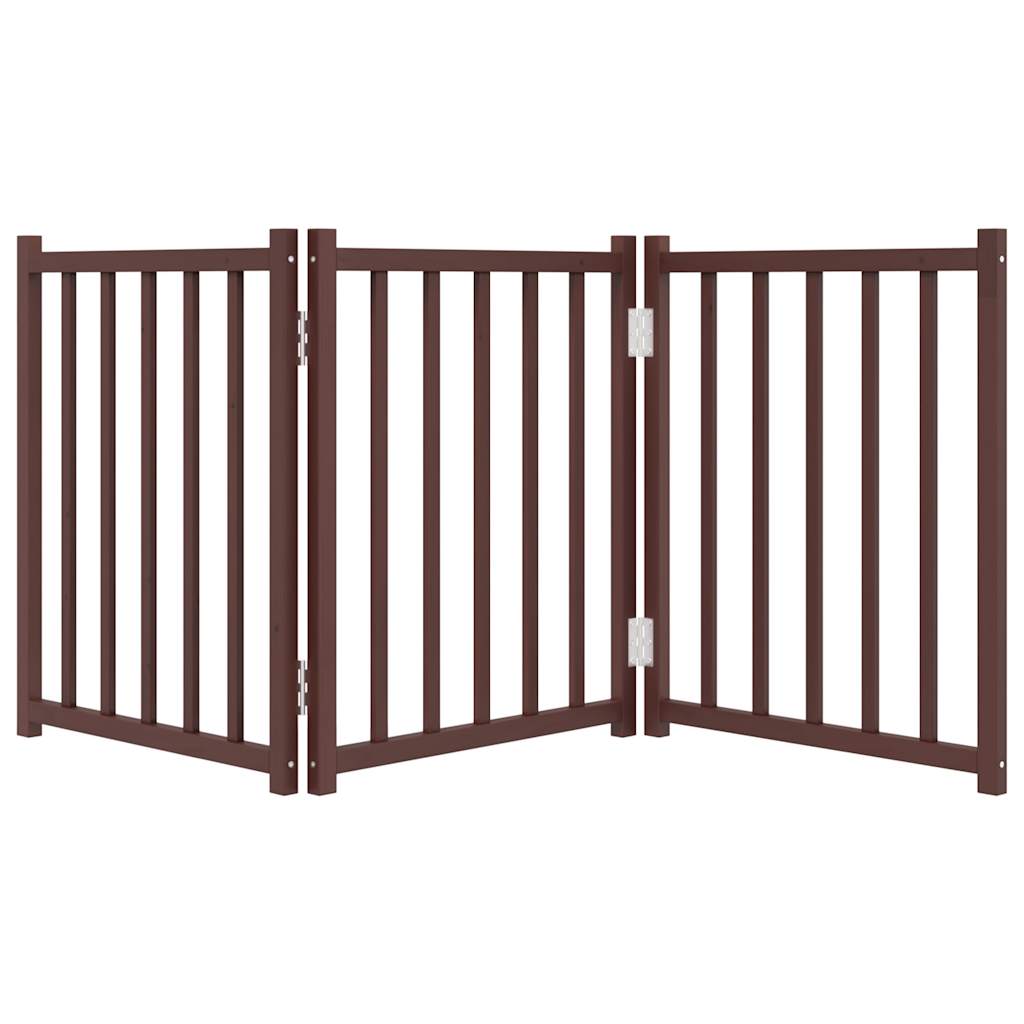 vidaXL Składana bramka dla psa, 3 panele, brązowy dąb, 150 cm, drewno