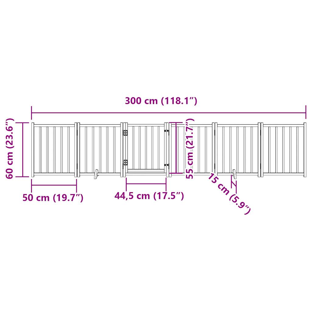vidaXL Składana bramka dla psa, z drzwiami, 6 paneli, brązowa, 300 cm