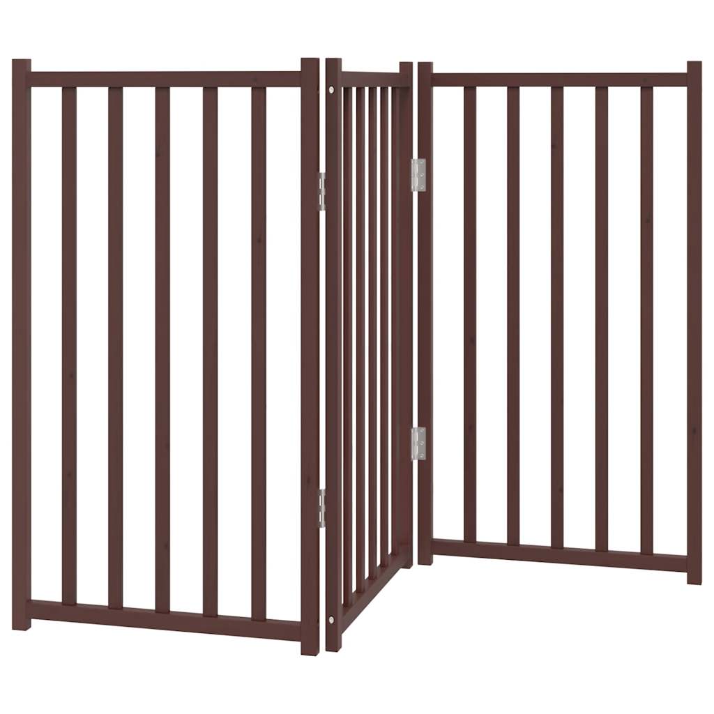 vidaXL Składana bramka dla psa, 3 panele, brązowy dąb, 150 cm, drewno