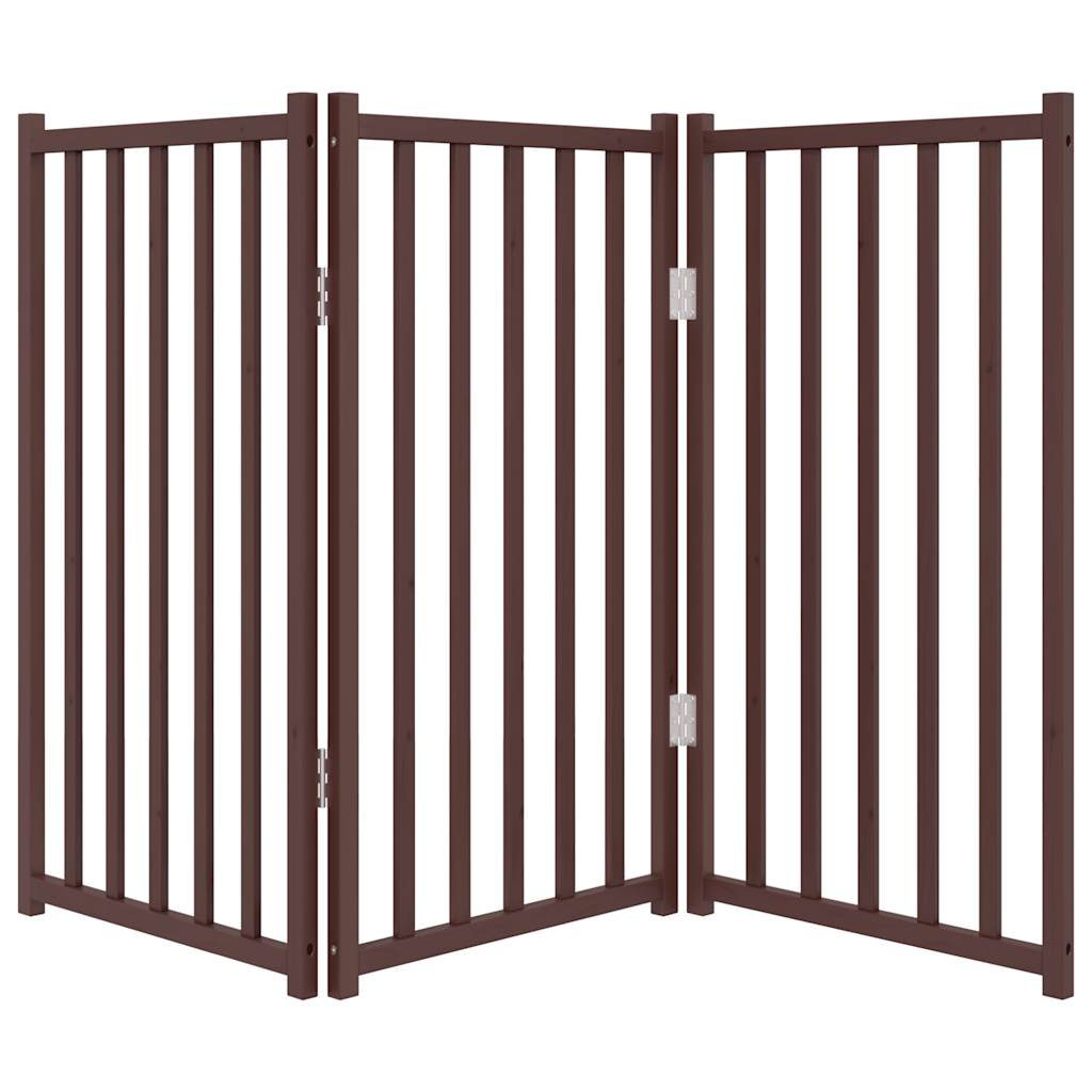 vidaXL Składana bramka dla psa, 3 panele, brązowy dąb, 150 cm, drewno