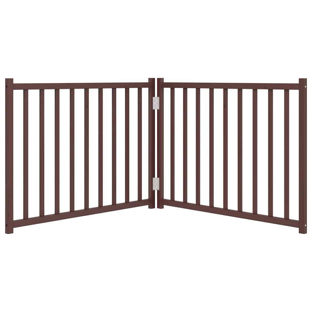 vidaXL Składana bramka dla psa, 2 panele, brązowy dąb, 160 cm, drewno