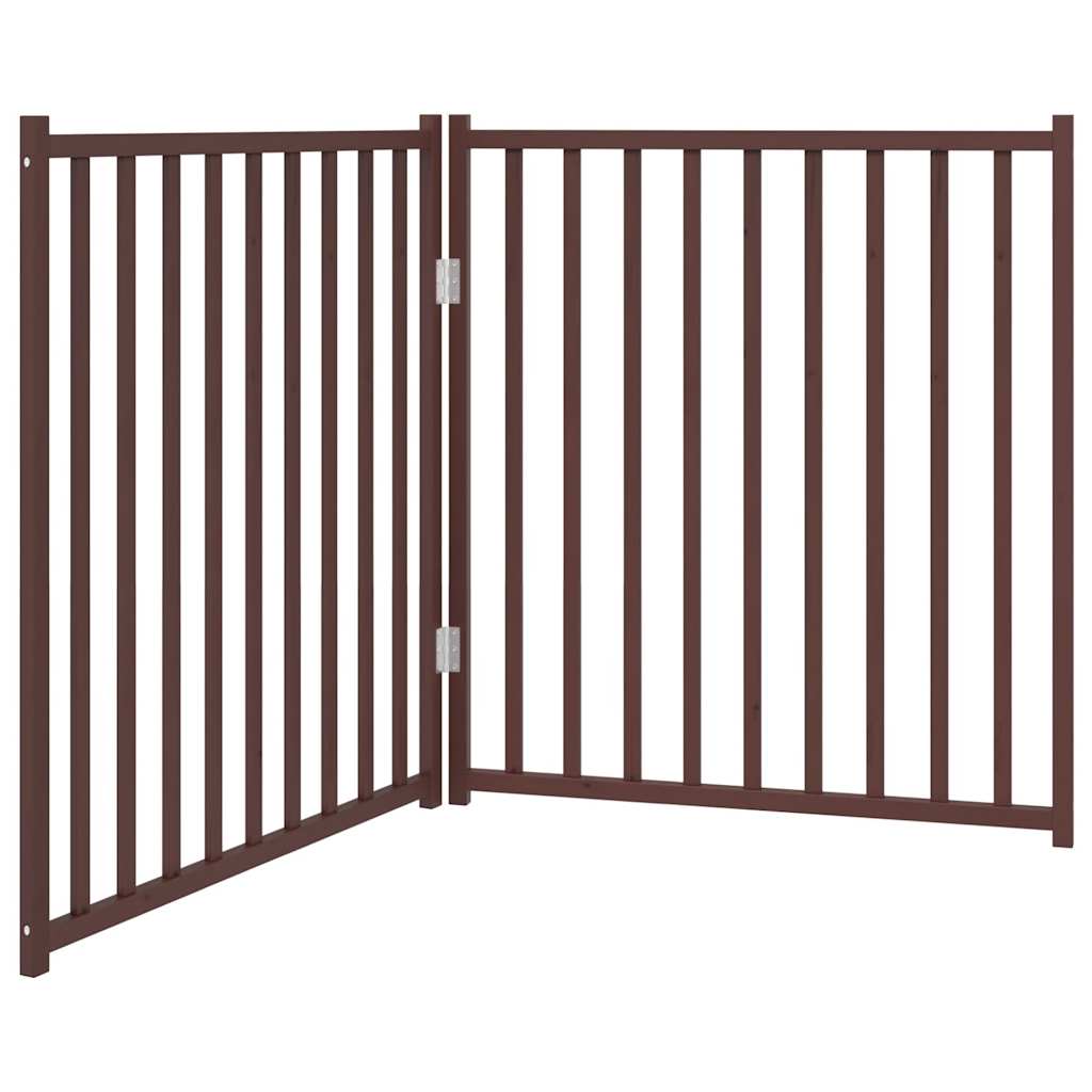 vidaXL Składana bramka dla psa, 2 panele, brązowy dąb, 160 cm, drewno
