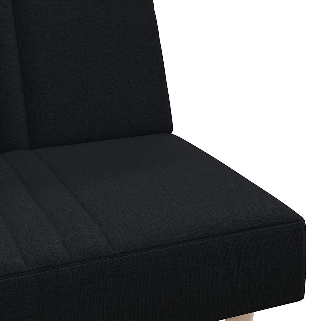 vidaXL Rozkładana kanapa, czarna, tapicerowana tkaniną