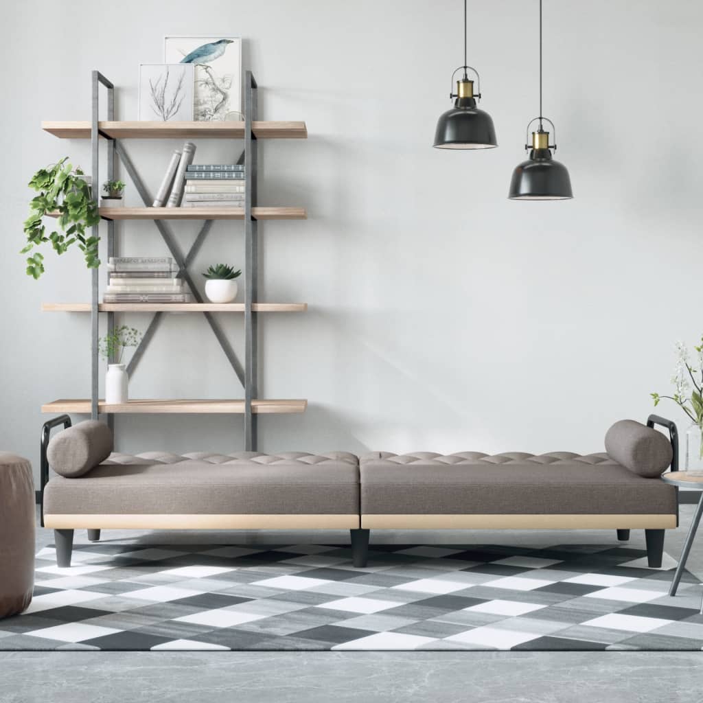 vidaXL Rozkładana kanapa z podłokietnikami, kolor taupe, obita tkaniną