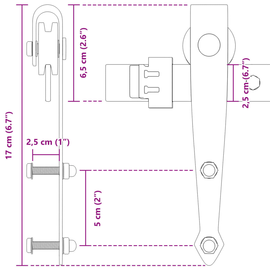 vidaXL System do montażu drzwiczek przesuwnych do szafki, 122 cm