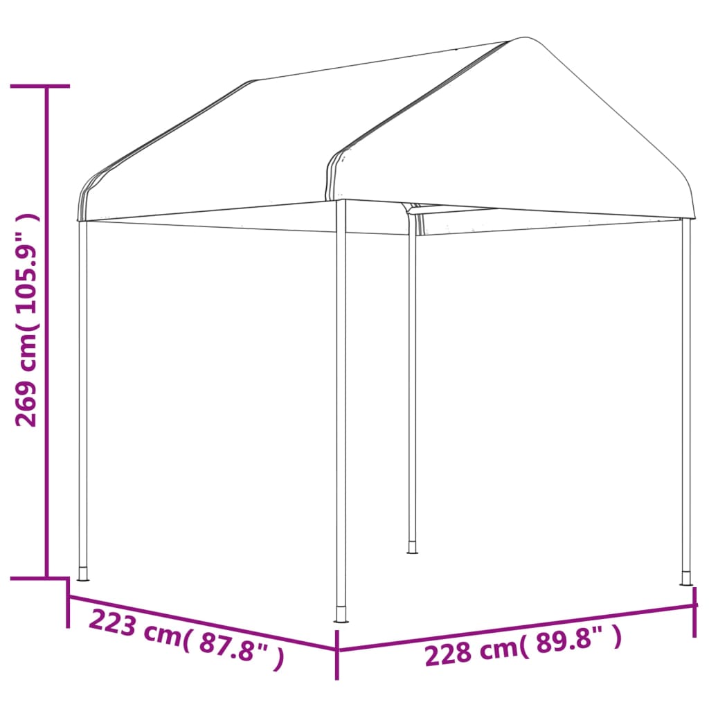 vidaXL Namiot ogrodowy z dachem, biały, 2,28x2,23x2,69 m, polietylen