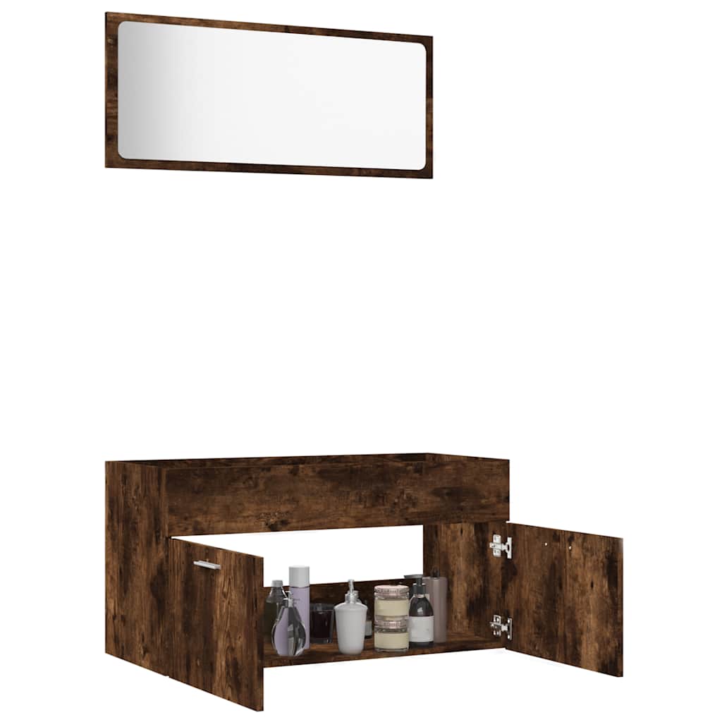 vidaXL 2-częściowy zestaw mebli łazienkowych, przydymiony dąb
