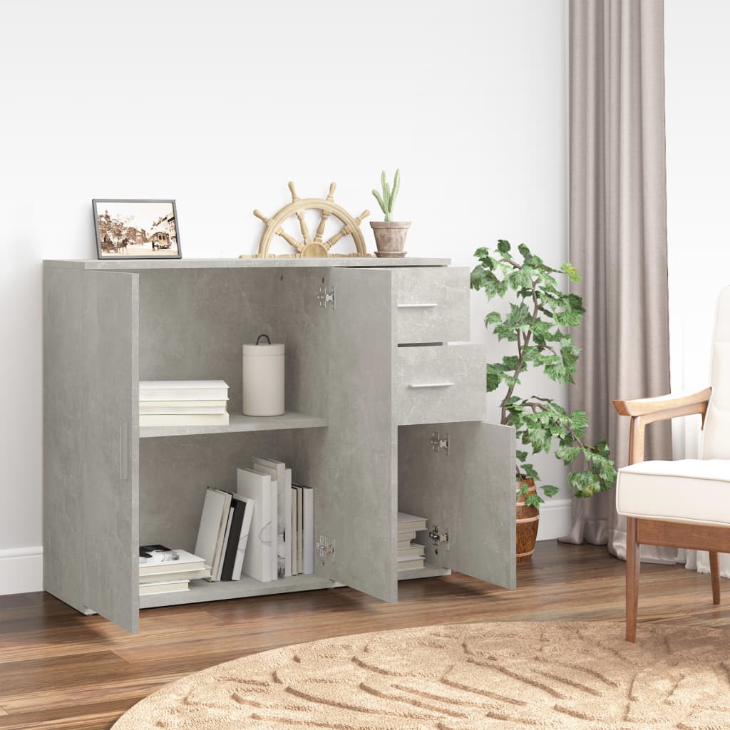 vidaXL Szafka, szarość betonu, 91x29,5x75 cm, materiał drewnopochodny