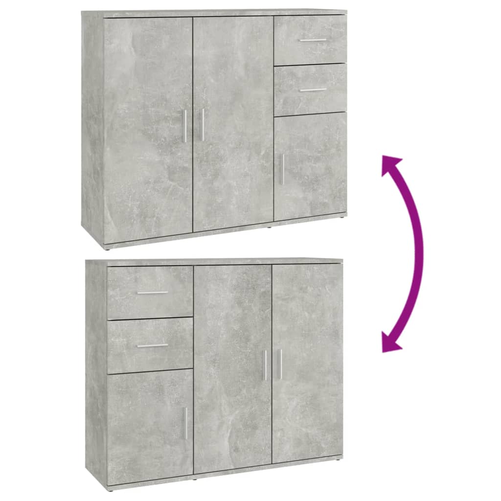 vidaXL Szafka, szarość betonu, 91x29,5x75 cm, materiał drewnopochodny