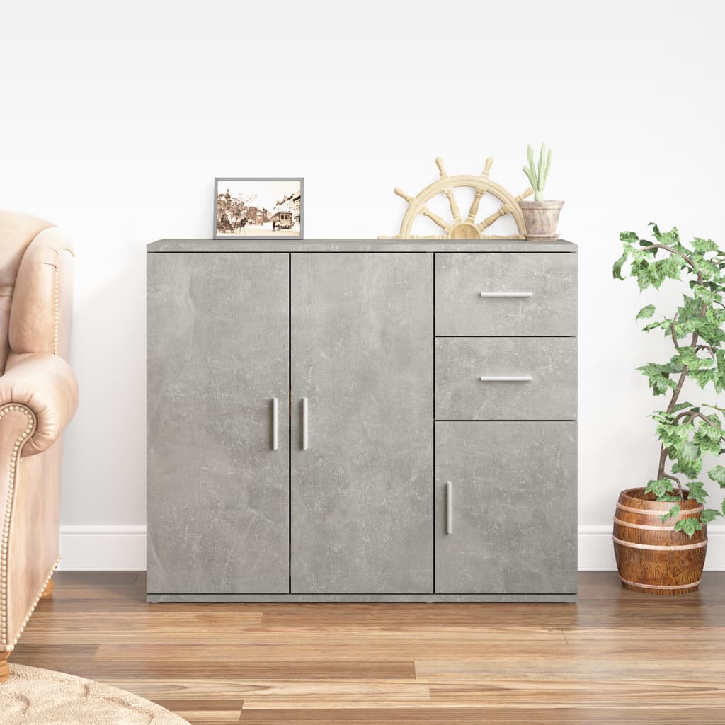 vidaXL Szafka, szarość betonu, 91x29,5x75 cm, materiał drewnopochodny