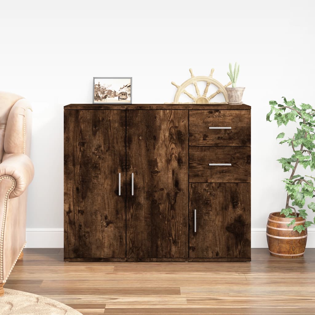 vidaXL Szafka, przydymiony dąb, 91x29,5x75 cm, materiał drewnopochodny