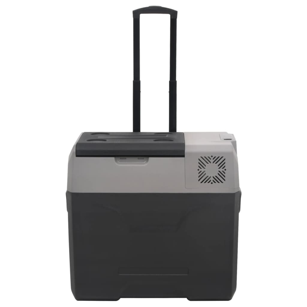 vidaXL Lodówka na kółkach, z zasilaczem, czarno-szara, 40 L, PP