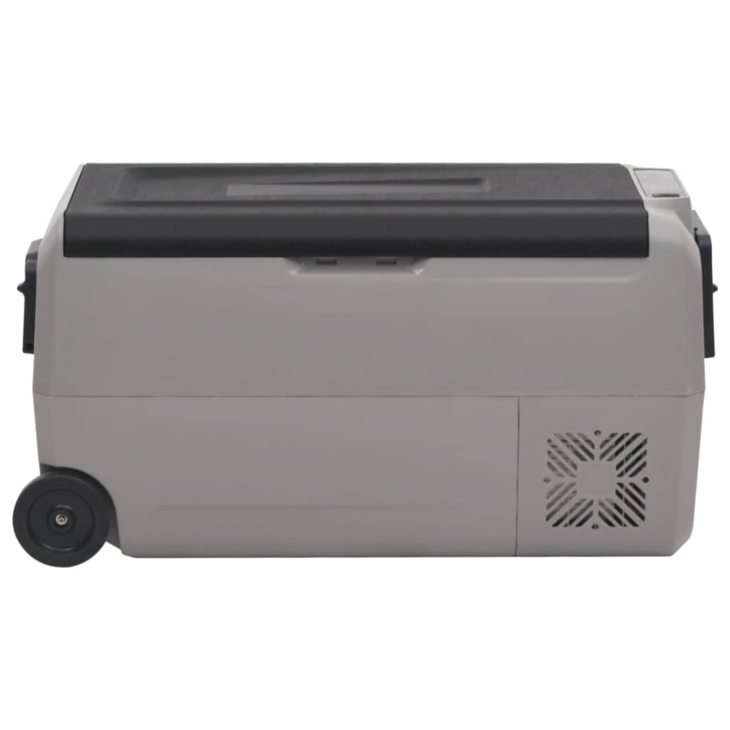 vidaXL Lodówka na kółkach, z zasilaczem, czarno-szara, 50 L, PP i PE