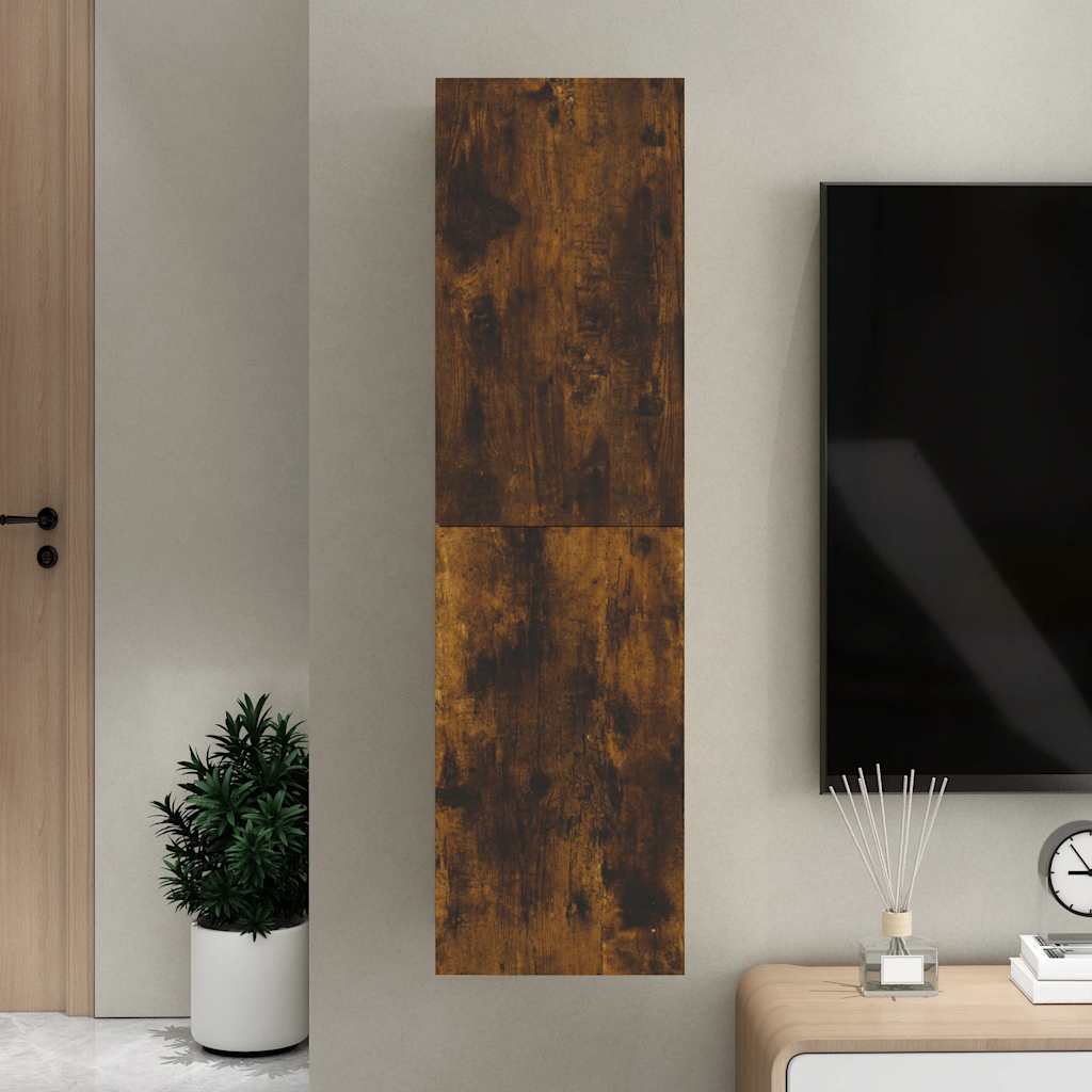 vidaXL Wisząca szafka telewizyjna, przydymiony dąb, 30,5x30x110 cm