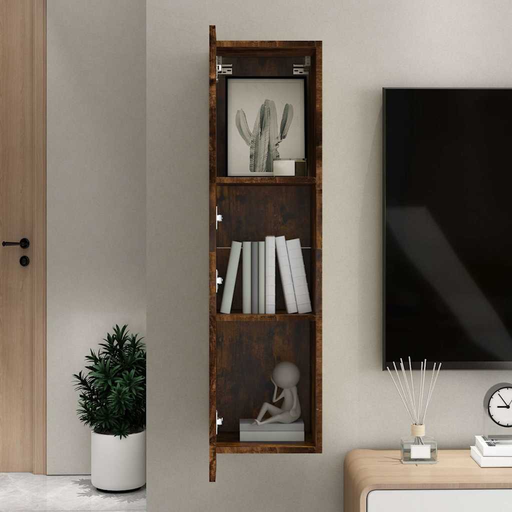 vidaXL Wisząca szafka telewizyjna, przydymiony dąb, 30,5x30x110 cm