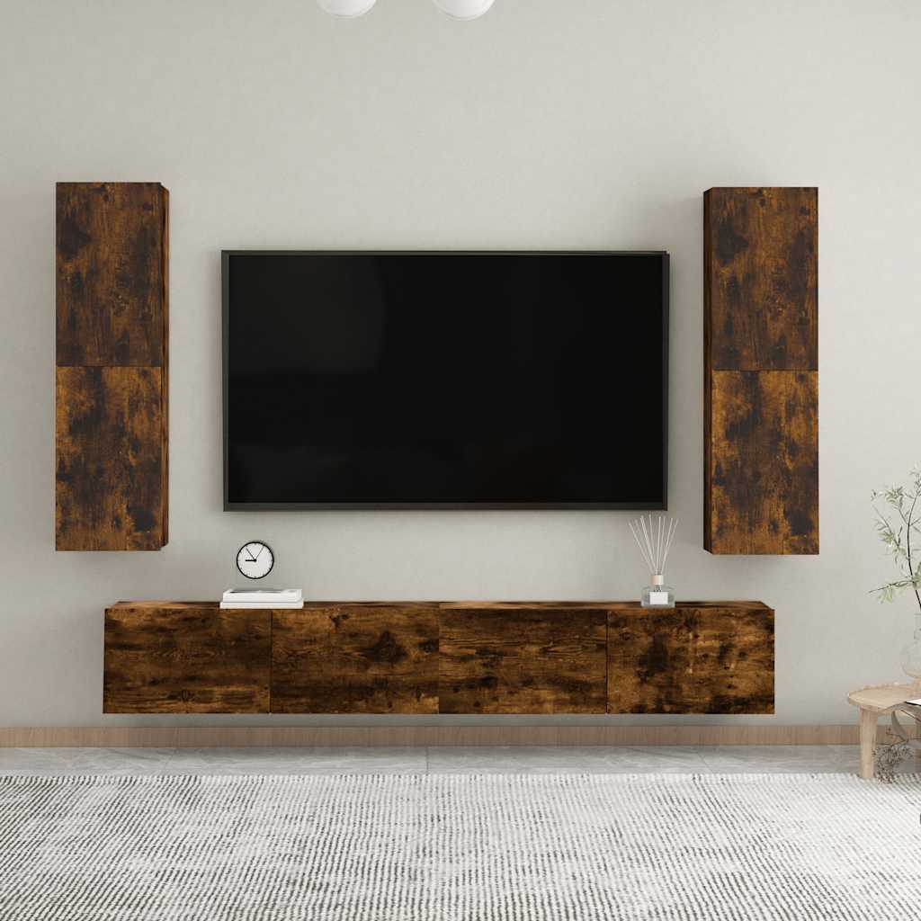 vidaXL Wisząca szafka telewizyjna, przydymiony dąb, 30,5x30x110 cm