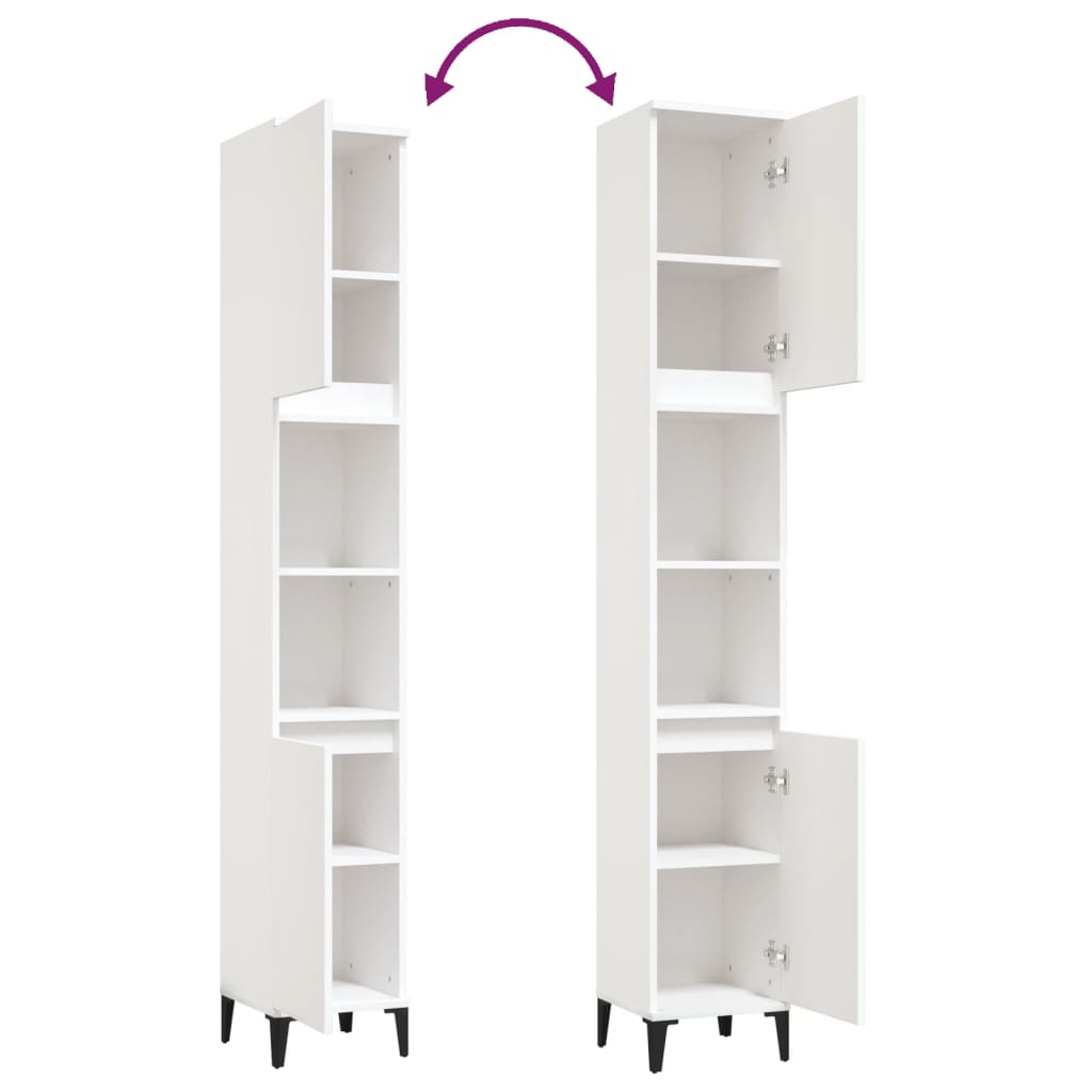 vidaXL Szafka łazienkowa, biała, 30x30x190 cm, materiał drewnopochodny