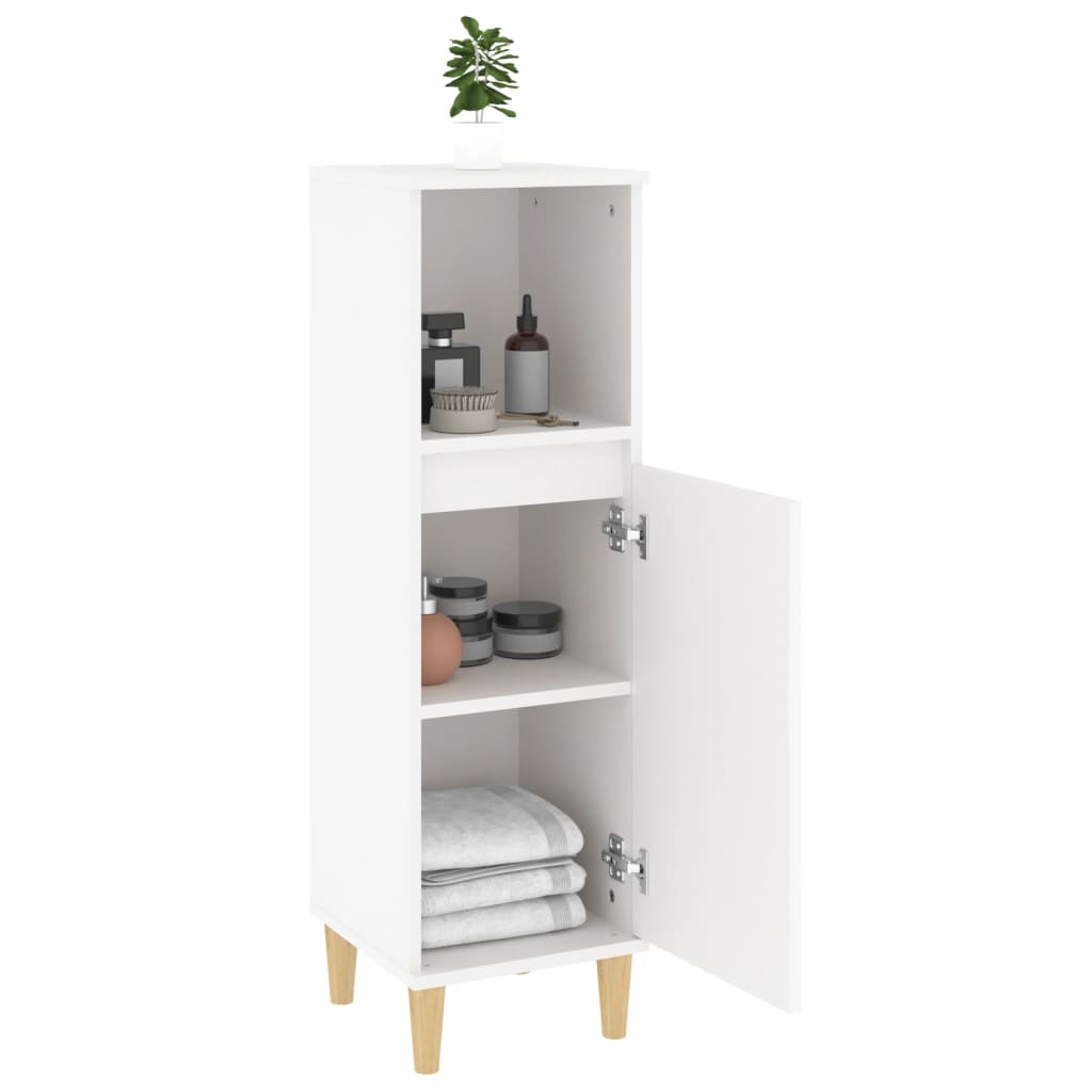 vidaXL Szafka łazienkowa, biała, 30x30x100 cm, materiał drewnopochodny