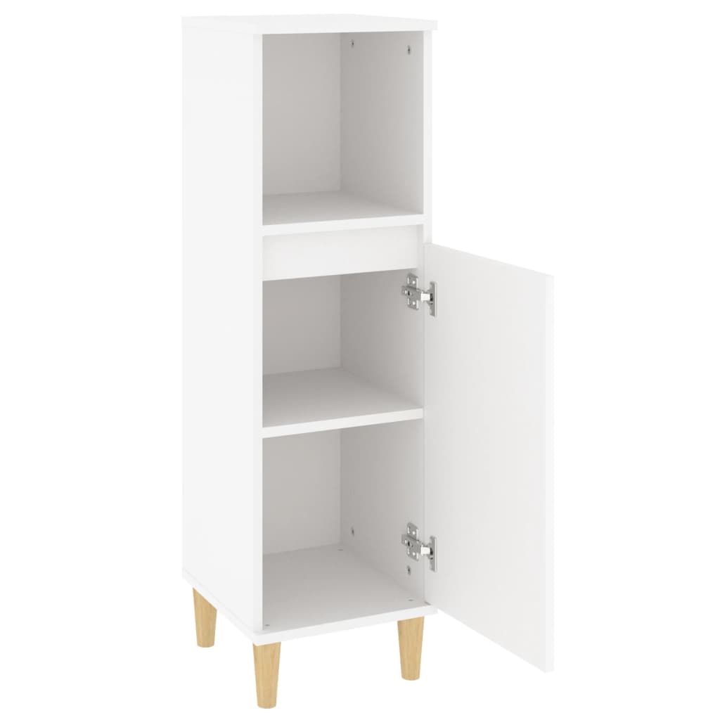 vidaXL Szafka łazienkowa, biała, 30x30x100 cm, materiał drewnopochodny