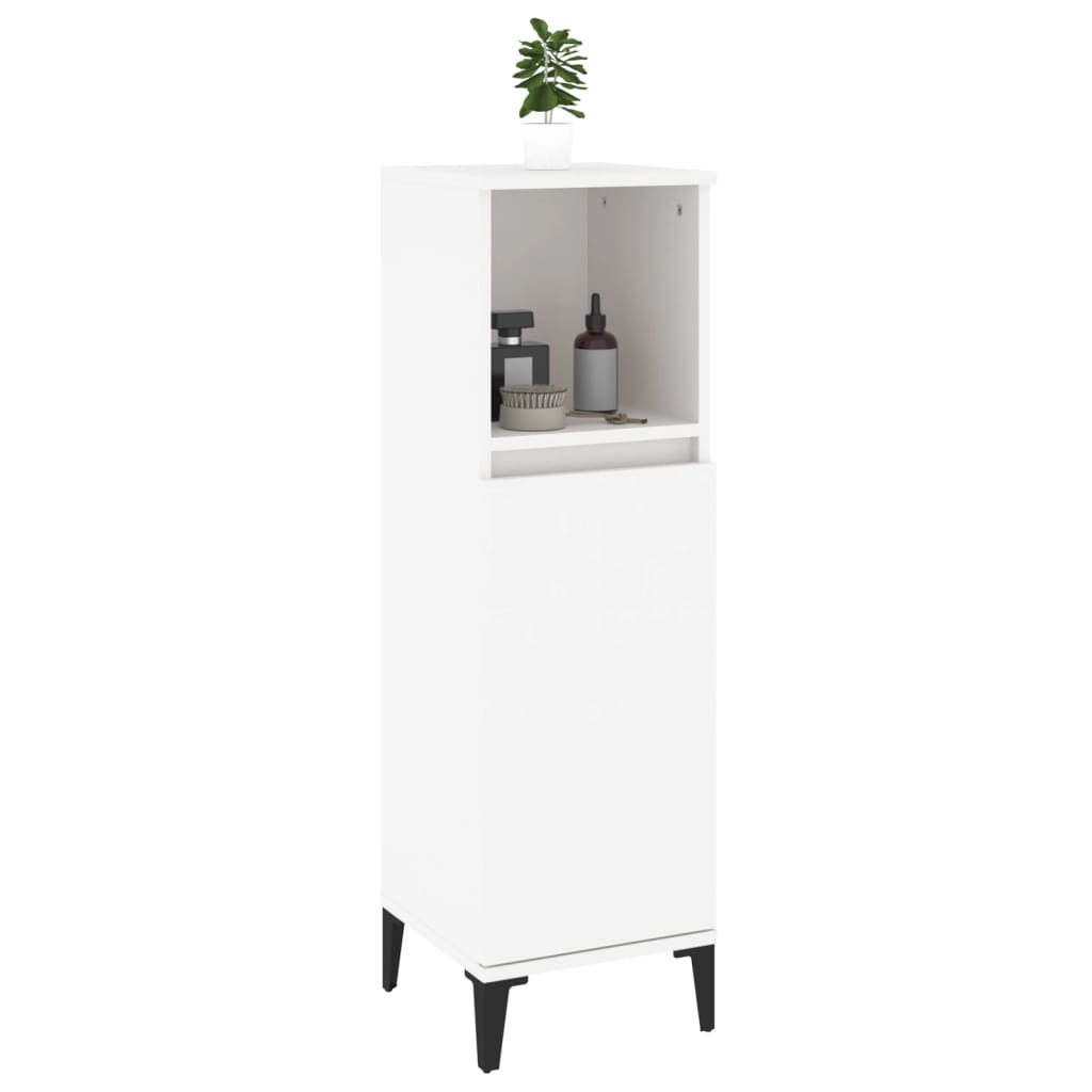 vidaXL Szafka łazienkowa, biała, 30x30x100 cm, materiał drewnopochodny
