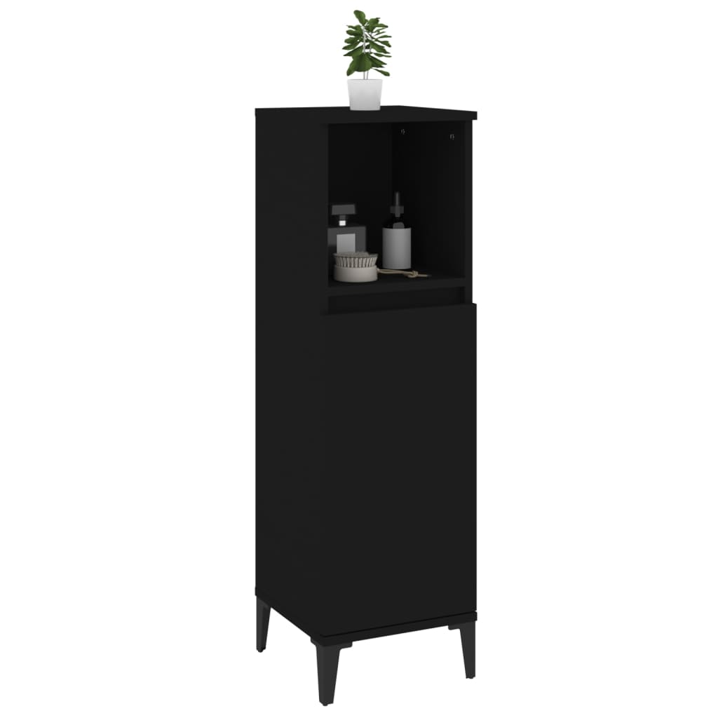 vidaXL Szafka łazienkowa, czarna 30x30x100 cm, materiał drewnopochodny